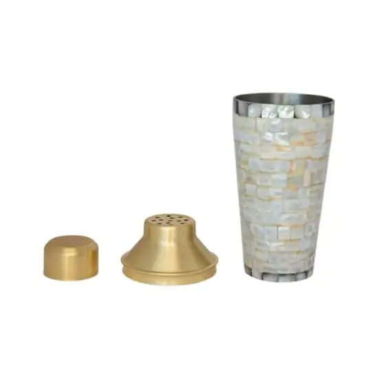 Hello Honey® 24oz. Gold Finish Stainless Steel & Natural Mother of Pearl Inlaid Cocktail Shaker {4}