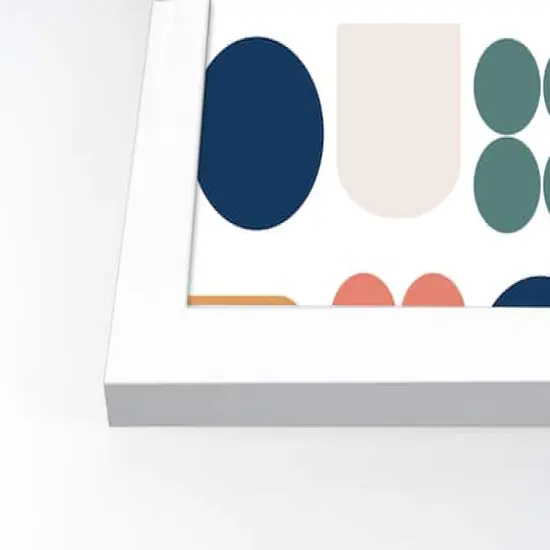 16" Retro Shapes White Framed Print Under Plexiglass {3}