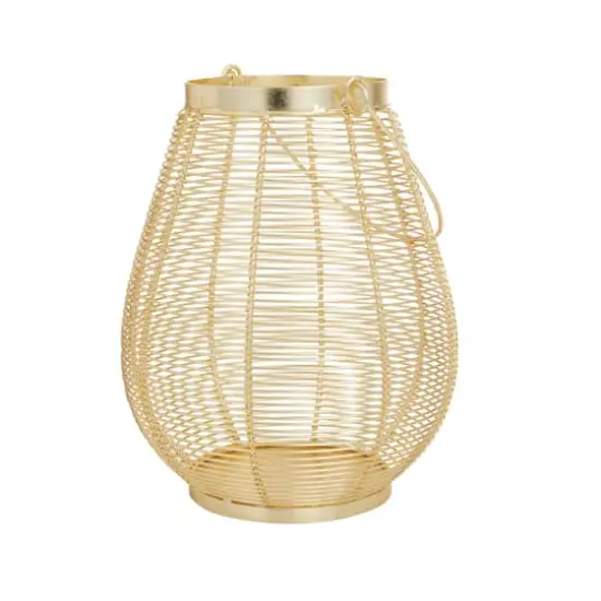 Gold Iron Glam Lantern, 11" x 8" x 8" {3}