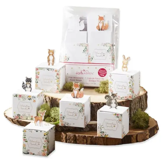 Kate Aspen&reg; Pink Woodland Baby Favor Box, 24ct. {1}