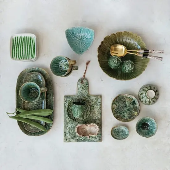 Hello Honey&reg; Long Green Reactive Crackle Glaze Stoneware Platters, 2ct. {8}