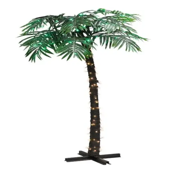 8ft. Pre-Lit Palm Tree, Green & Warm White LED Lights {1}