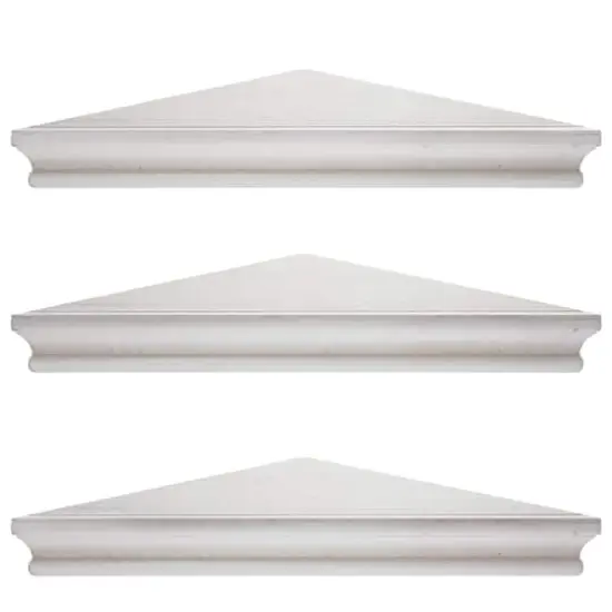 White Floating Beveled Corner Shelves Set {1}