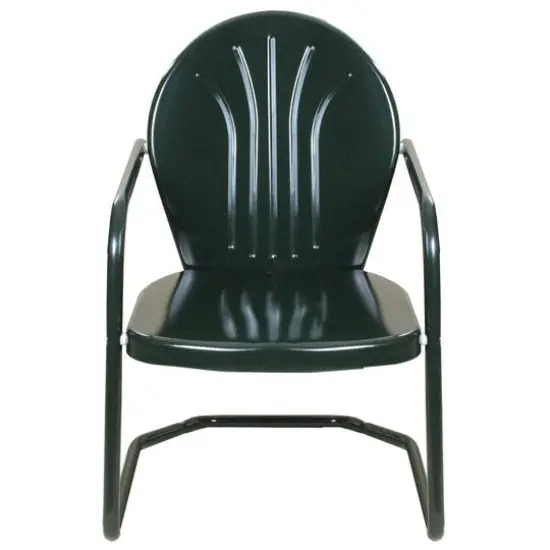 Dark Forest Green Retro Metal Outdoor Tulip Chair {3}