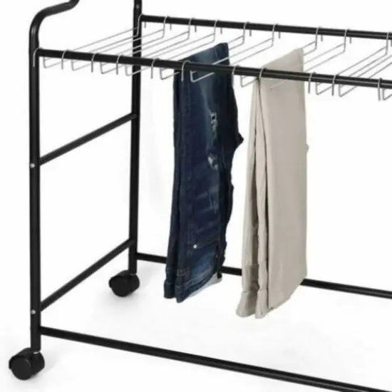 NEX&trade; Black 2-Tier Heavy Duty Rolling Metal Garment Rack {5}