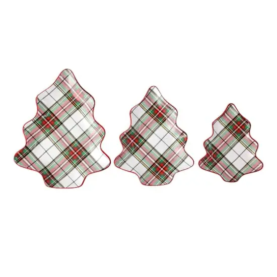 Plaid Ceramic Tree Plate Set by Ashland® {1}