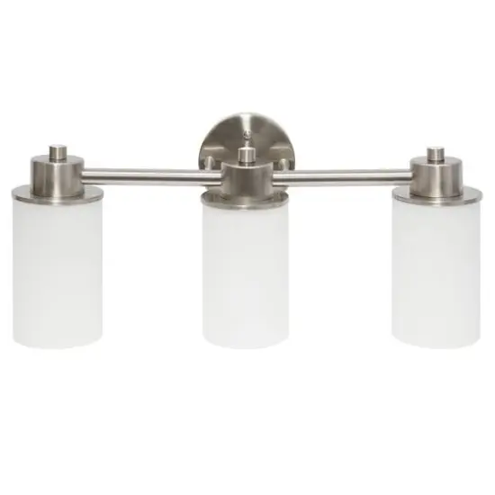Lalia Home Essentix 3-Light White Shade Vanity Brushed Nickel {1}