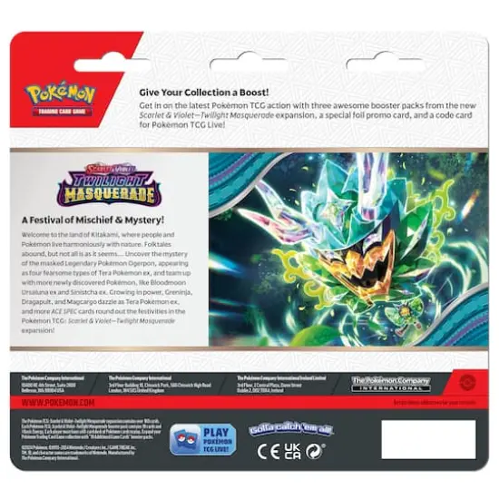 Pok&eacute;mon&trade; Trading Card Game Scarlet & Violet Twilight Masquerade Booster 3 Pack {5}
