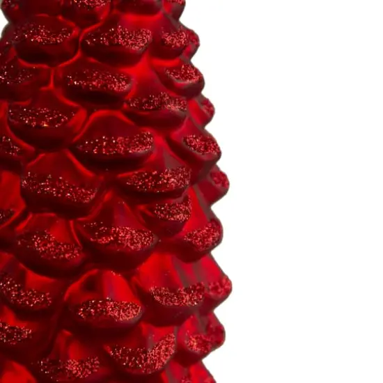 Matte Red Pine Cone Glass Ornament {3}