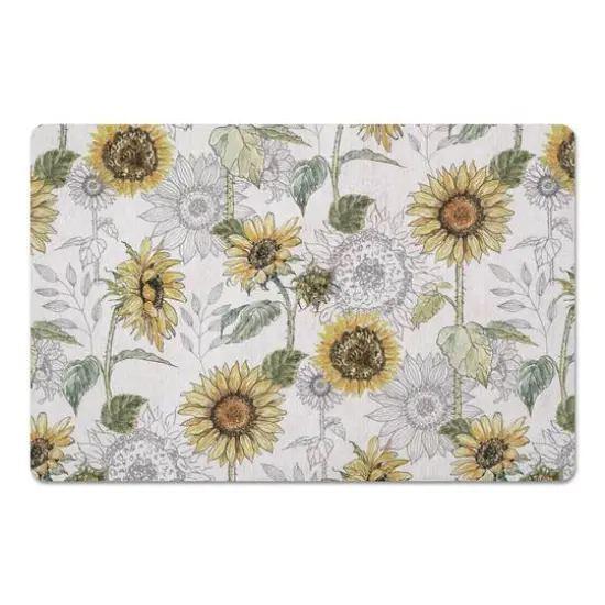 Sunflower Pattern Floor Mat White {1}
