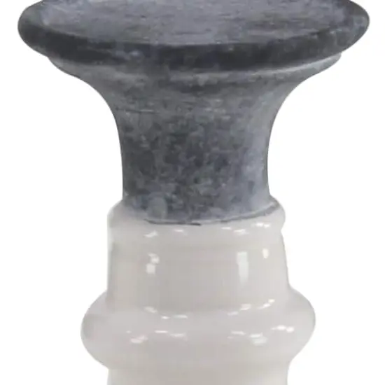 White & Dark Gray Stoneware Country Candle Holder Set {4}