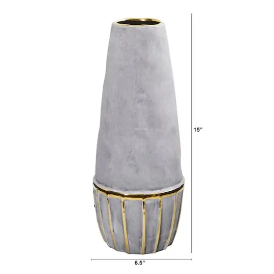 15" Regal Stone Decorative Vase with Gold Accents {3}