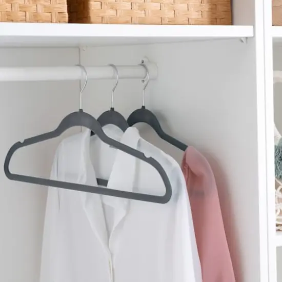 Simplify Super Slim Velvet Huggable Hangers, 10ct. Gray {6}