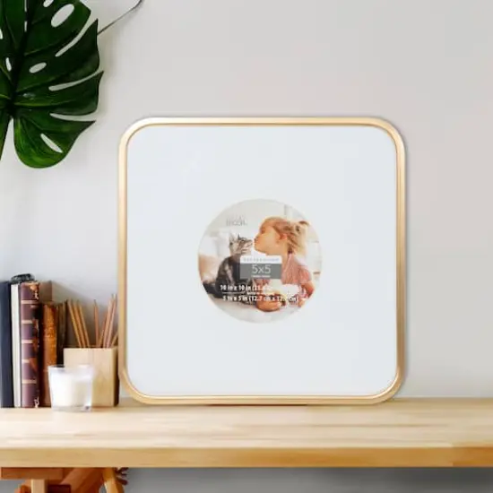 Expressions&trade;5" x 5" Gold Rounded Frame with Circle Mat by Studio D&eacute;cor&reg; {5}