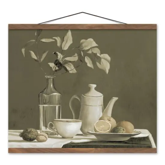 Antique Still Life Teak Hanging Canvas {1}
