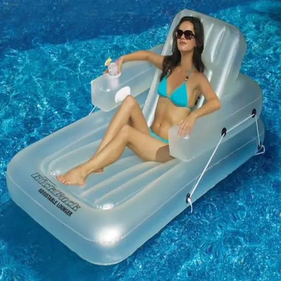 74" Inflatable Light Blue Water Sports Kickback Adjustable Lounger Raft {4}