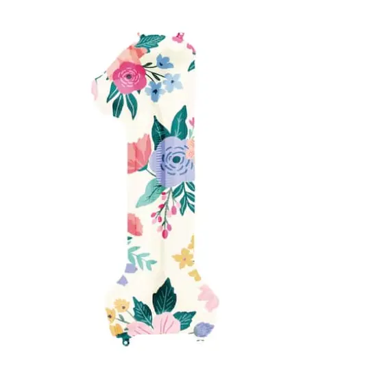 34" Floral Number Foil Balloon 1 {1}