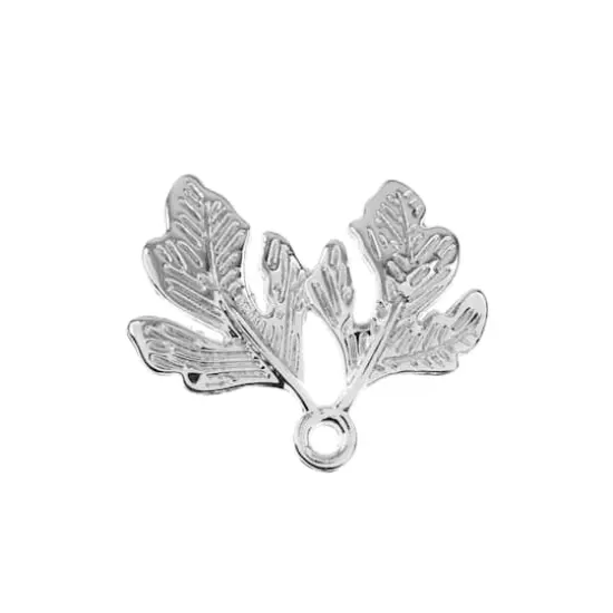 John Bead 21mm Silver Two Leaves Beadwork Pendants, 6ct. {1}