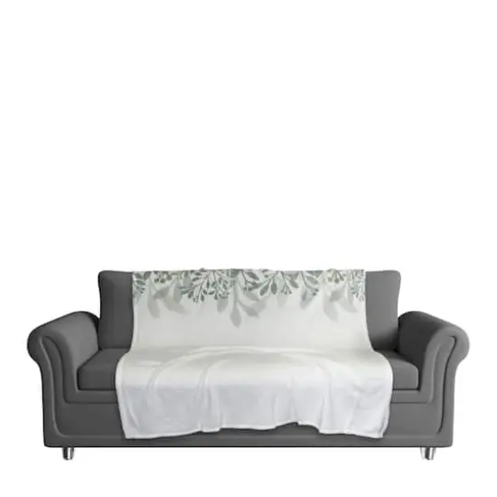 Floral Banner Coral Fleece Blanket White/Green {4}