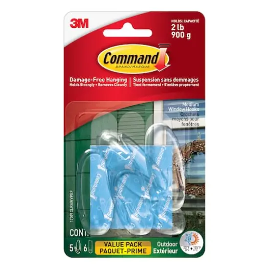 Command&trade; Outdoor Clear Medium Window Hooks Value Pack {1}