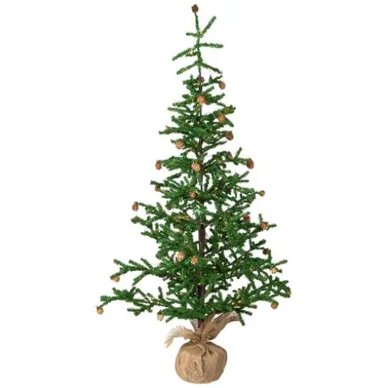 4ft. Pre-Lit Christmas Tree with Pinecones & Burlap Base, Clear Lights {1}