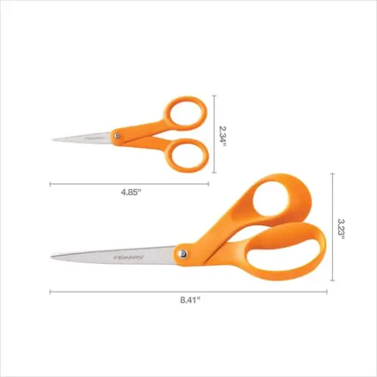 Fiskars&reg; 8" & No.5 Micro-Tip&reg; Orange-Handled Scissors Set {4}