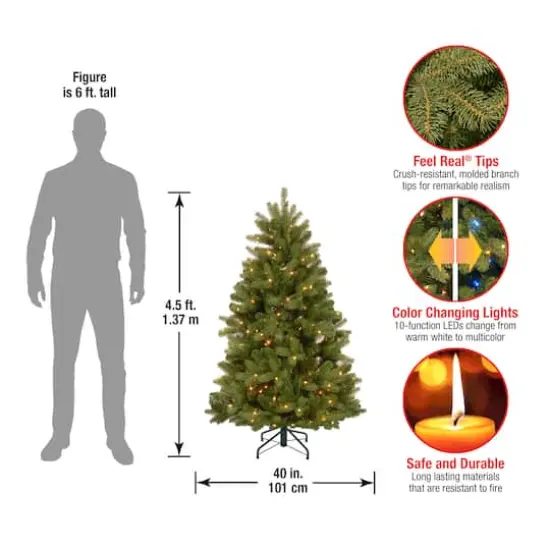 4.5ft. Pre-Lit Newberry&reg; Spruce Artificial Christmas Tree, Dual Color&reg; LED Lights {5}