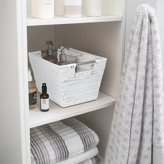 Simplify Medium White Rattan Storage Basket {4}