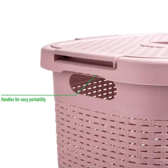 Mind Reader 60L Hamper Laundry Basket with Cutout Handles Pink {6}