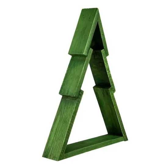 12" Green Geometric Wooden Christmas Tree Tabletop D&eacute;cor {5}