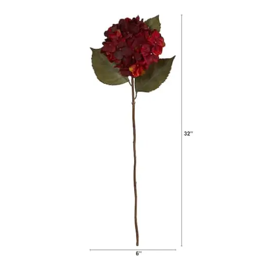 32'' Hydrangea Artificial Flower Stem, 6ct. Burgundy {3}