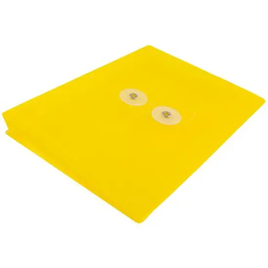 JAM Paper 5.5" x 7.5" Button & String Tie Closure Plastic Envelopes, 12ct. Yellow {6}