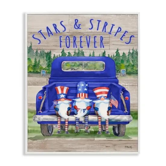 Stupell Industries Stars & Stripes Forever Americana Gnomes Framed Giclee Art White {1}