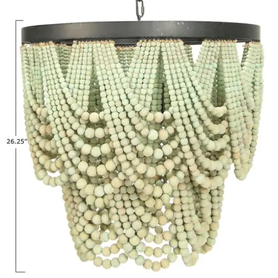 Hello Honey&reg; 27.5" 2-Tier Draped Wood Bead Chandelier Green {5}