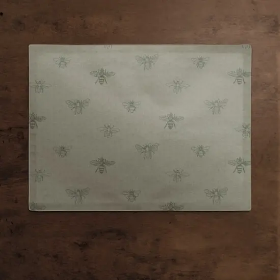 Delicate Bee Pattern Cotton Twill Placemat Green {3}