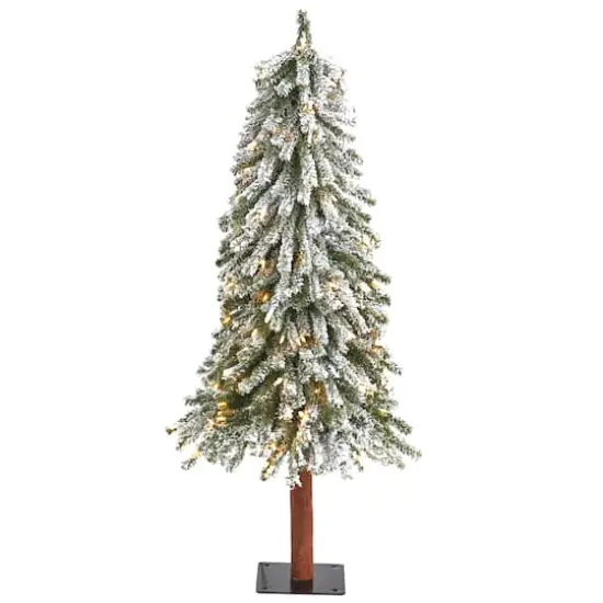 4ft. Pre-Lit Flocked Grand Alpine Artificial Christmas Tree, Clear LED Lights {1}