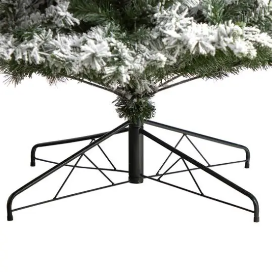 9ft. Pre-Lit Flocked Vermont Mixed Pine Artificial Christmas Tree, Clear LED Lights {7}