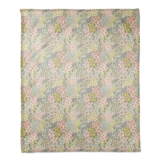 Funky Floral 50" x 60" Coral Fleece Blanket {1}