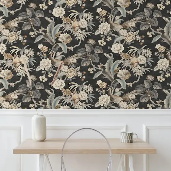 Surface Style Passerine Pavilion Peel & Stick Wallpaper Charcoal {3}