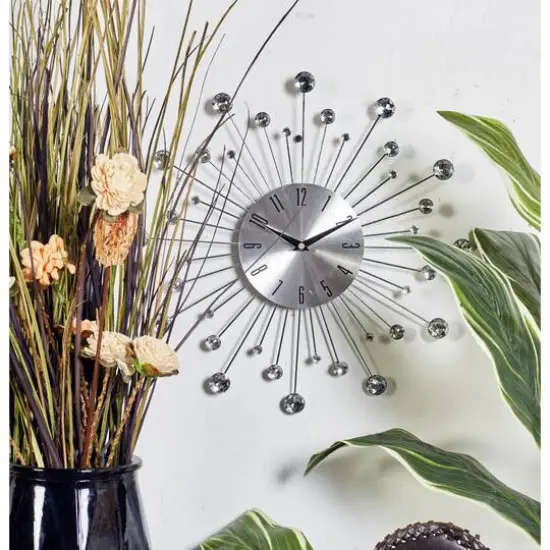 Silver Glam Metal Wall Clock {8}