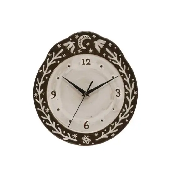 Hello Honey® Brown & White Night Sky Embossed Stoneware Clock {1}