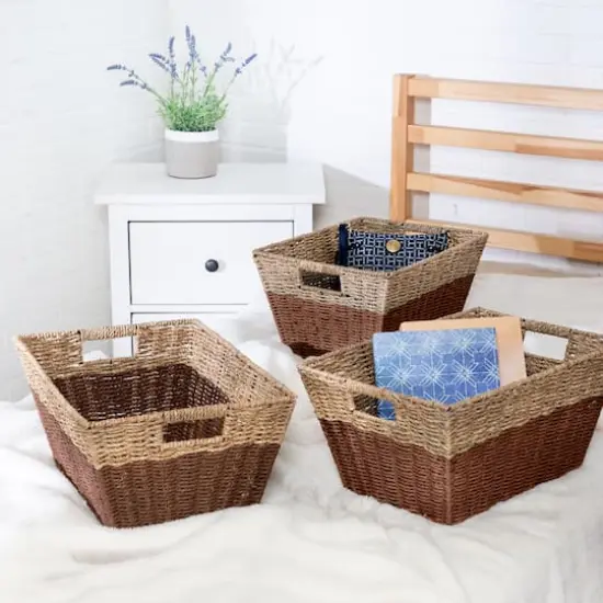 Honey Can Do Seagrass Rectangle Nesting Storage Basket Set {6}