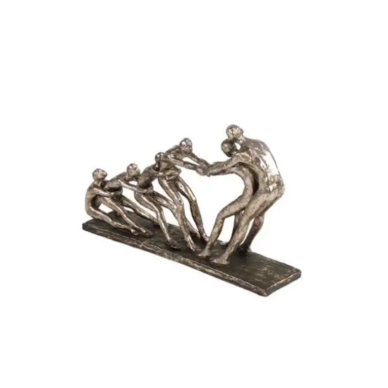 13" Silver Polystone Modern Tug of War Sculpture {5}