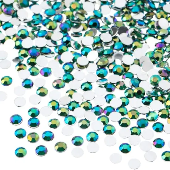 John Bead Acrylic Round Flat Back Rhinestones, 4mm Green AB {1}