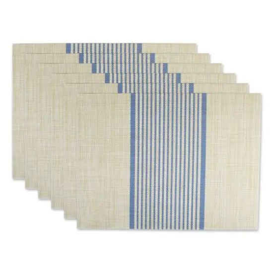 DII&reg; French Blue Middle Stripe PVC Woven Placemat, 6ct. {1}