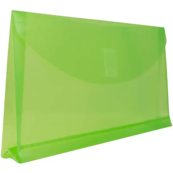 JAM Paper 5.25" x 10" Plastic Hook & Loop Closure Envelopes, 12ct. Lime Green {5}