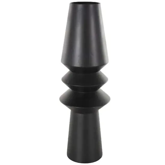 24" Black Metal Art Deco Fluted Decorative Vase {1}
