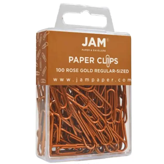 JAM Paper 1" Colorful Standard Paper Clips, 2 Packs of 100 Rose Gold {4}