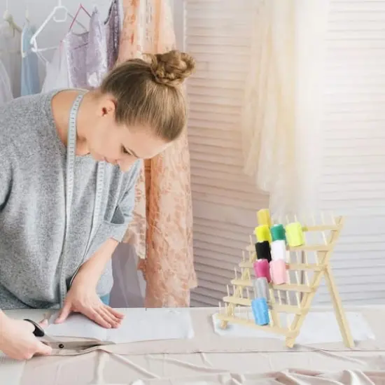 NEX&trade; Natural 60-Spool Wooden Sewing Thread Organizer Rack, 2ct. {7}