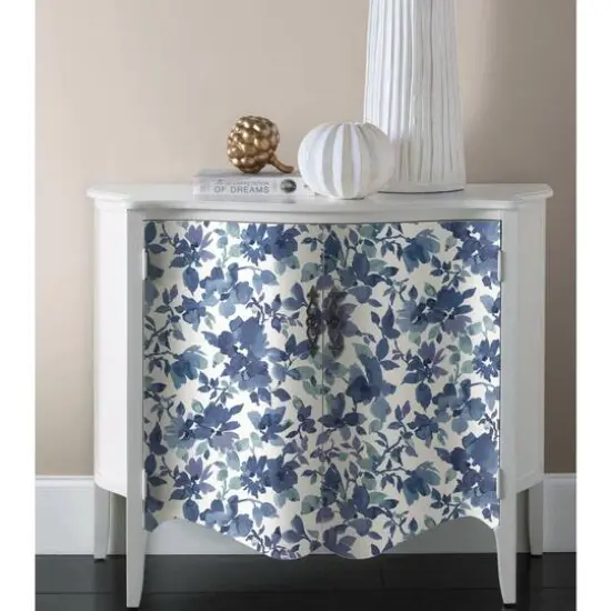 RoomMates Watercolor Floral Peel & Stick Wallpaper Blue/White {5}